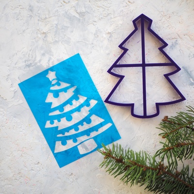 Вырубка + трафарет Елочка 13 х 10 см