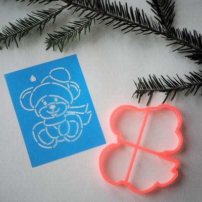 Вырубка + трафарет Мышка 12 * 10 см