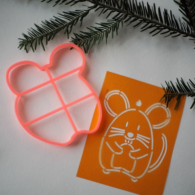 Вырубка + трафарет Мышка 2