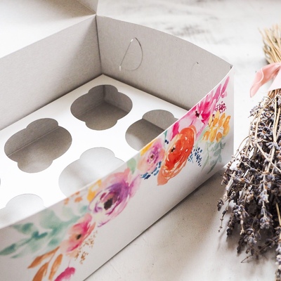 Коробка на 6 капкейков Цветы