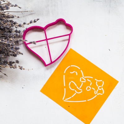 Набор вырубка + трафарет Сердце