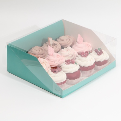 Коробка для торта с прозрачной крышкой,Тиффани