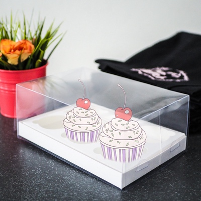 Коробка на 6 капкейков с пластиковой крышкой