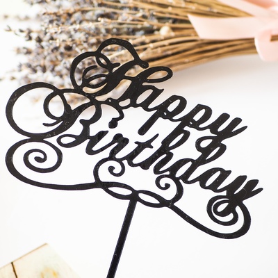 Топпер пластиковый Happy Birthday 16*18,5 см