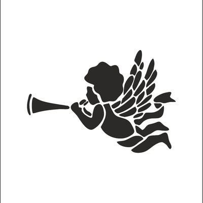 Трафарет Ангел с трубой 8*8 см