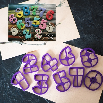 Набор вырубок Цифры ( 6,5*5 см), 9 шт