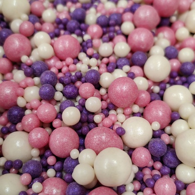 Посыпка кондитерская рисовая Микс белый, розовый, фиолетовый 50 гр