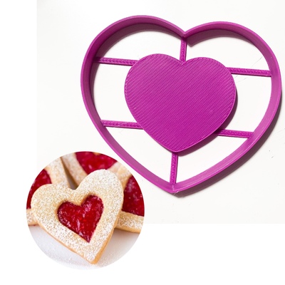 Вырубка Двойное сердце с оттиском 10*8 см