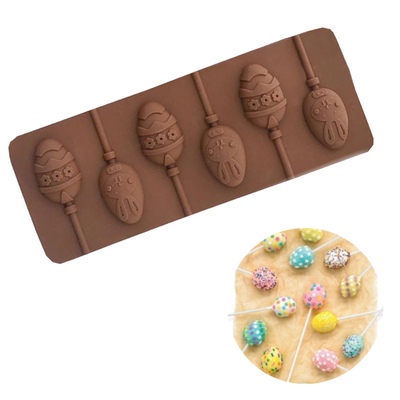 Силиконовая форма для льда и шоколада с палочками  Пасхальные яйца на палочке