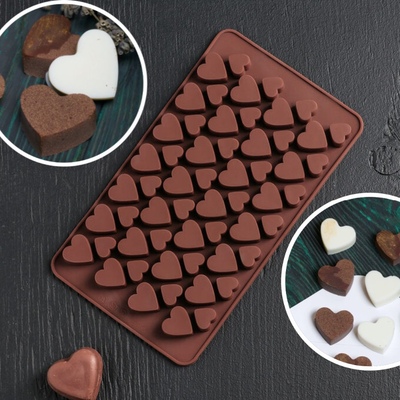 Форма силиконовая Сердечки для шоколада 11*18 см