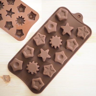 Форма силиконовая для льда и шоколада Звёзды микс, 14 ячеек