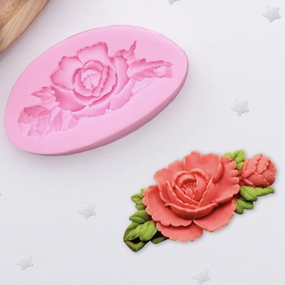 Силиконовый молд Роза с листьями, 7,5*4 см