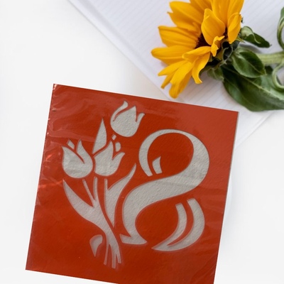 Трафарет 8 с тюльпанами, 9*9,5 см