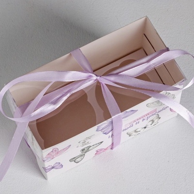 Коробка на 2 капкейка Самой нежной и красивой, 16х8х10 см