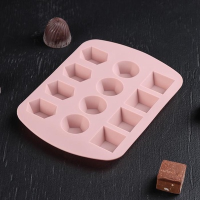 Силиконовая форма для льда и шоколада Самоцветы, 16х11.5х1.5 см, 12 ячеек