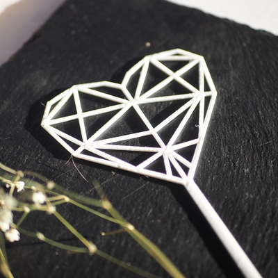 Топпер Сердце, 19х10 см, белый