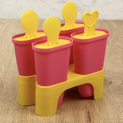 Форма для мороженого Кьют, 10×6×13 см, 4 ячейки, цвет МИКС