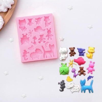 Молд силиконовый Зверята, 9.5х7.5х1 см