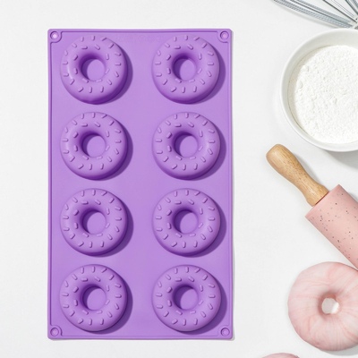 Форма силиконовая Пончики, 8 ячеек