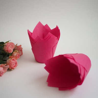 Форма бумажная Тюльпан розовая, (50*80 мм), 20 шт